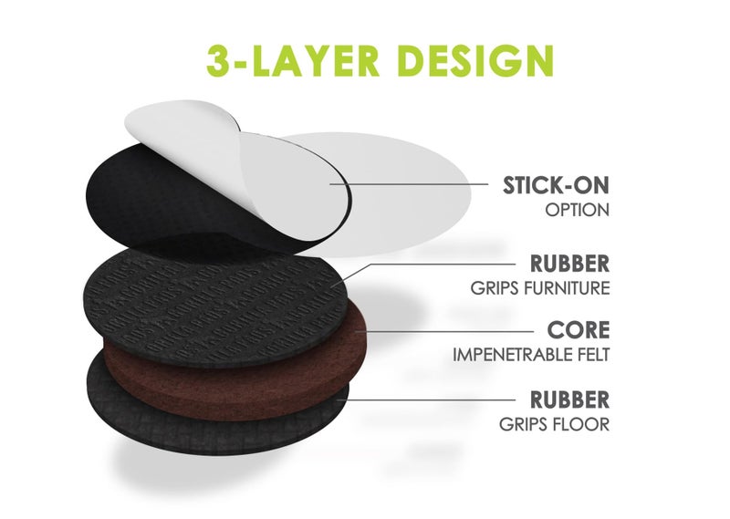 Slipstick GorillaPads CB144 Non Slip Furniture Pads/Grippers (Set of 8) Furniture Feet Floor Protectors, 2 Inch Round, Black - Image 4